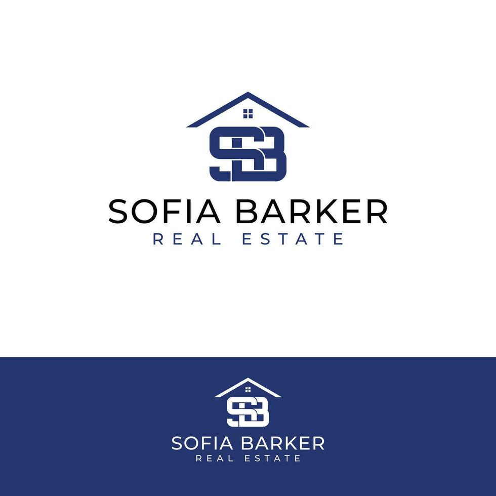 Sofia Barker real estate vector logo design. House and SB initials logotype. Letters S and B logo template.