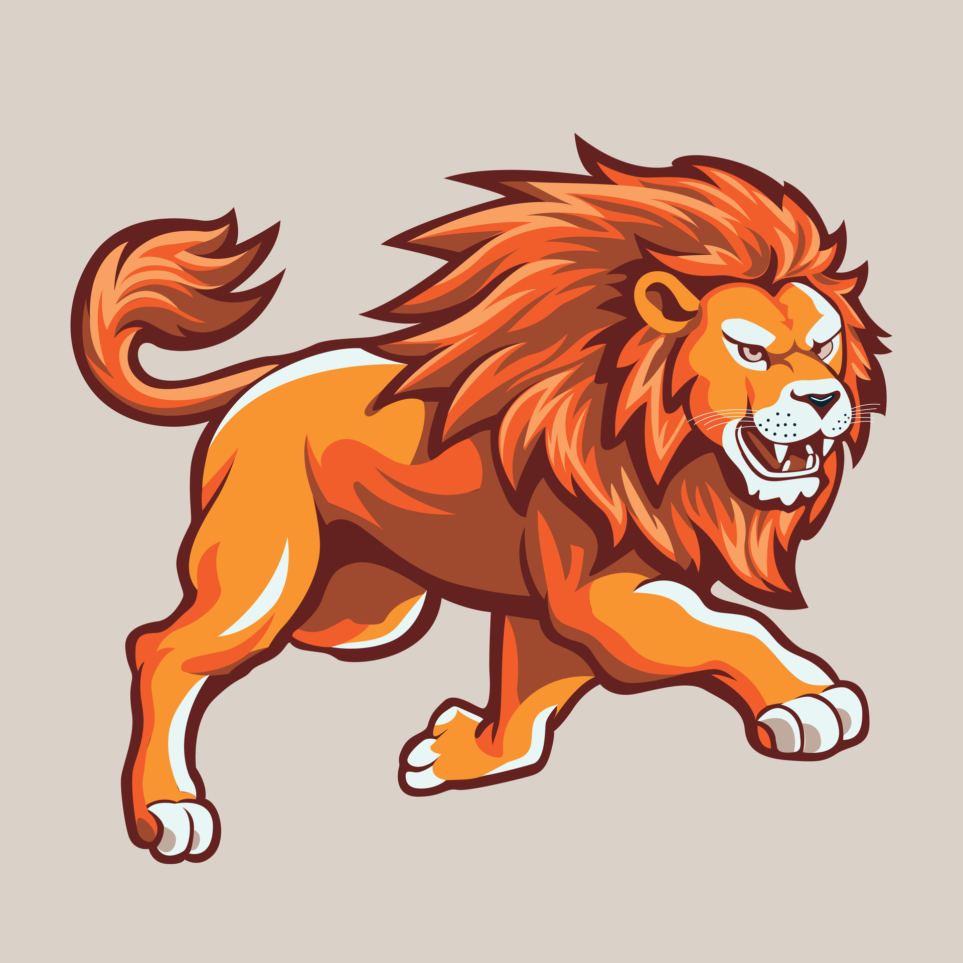 Running lion illustration. Wild animal cartoon vector design. 24825454 ...