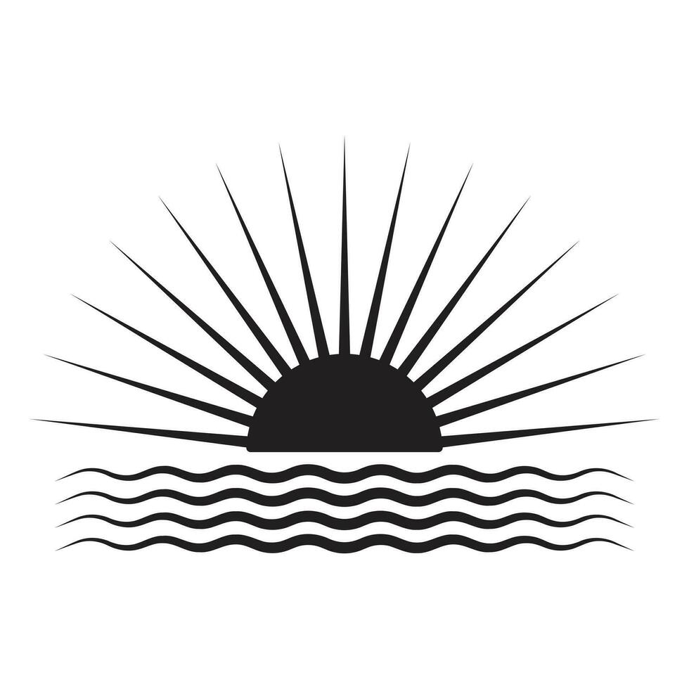 Sun and waves vector icon design. Travel flat icon.