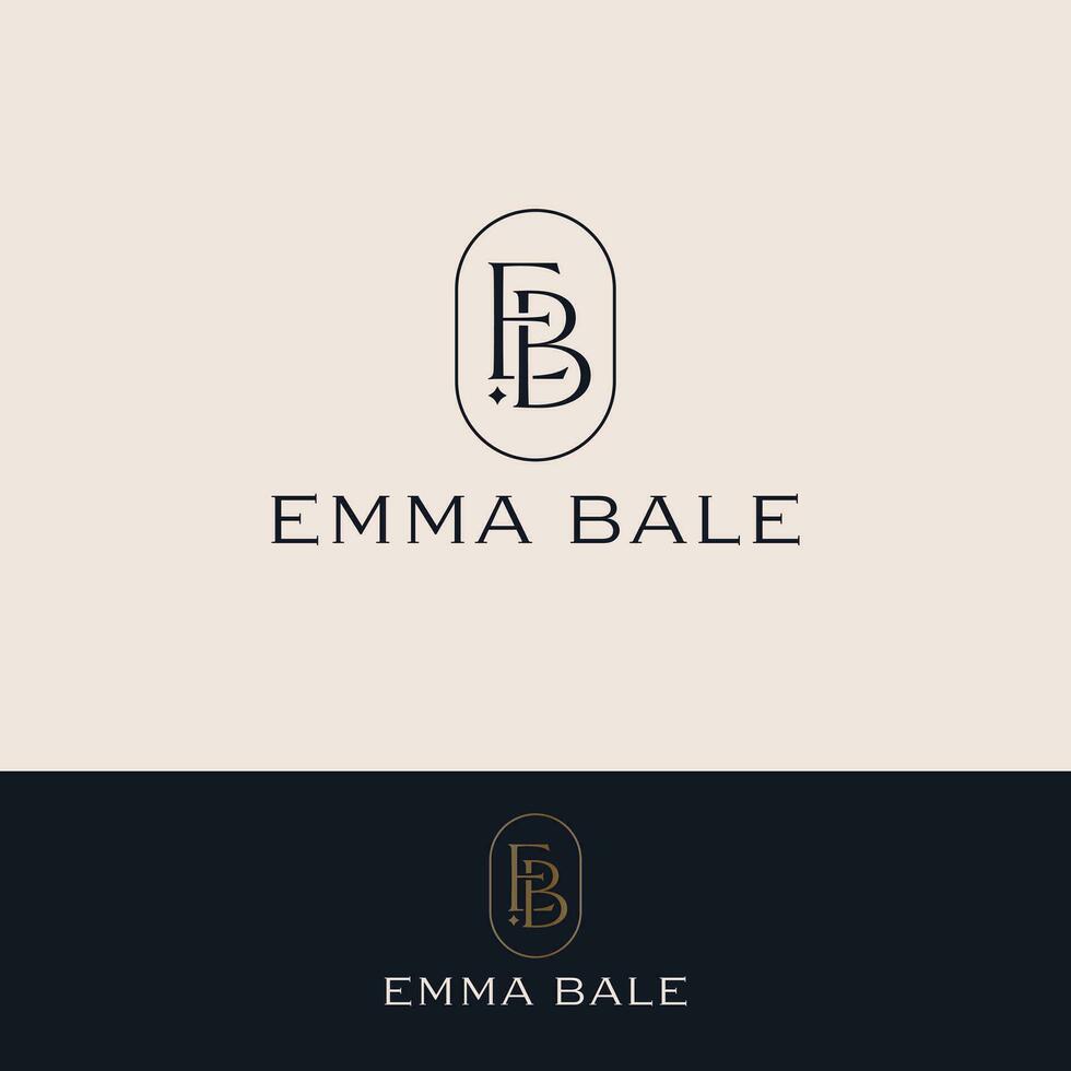 Emma Bale vector logo design. Letters E and B logotype. Initials EB logo template.
