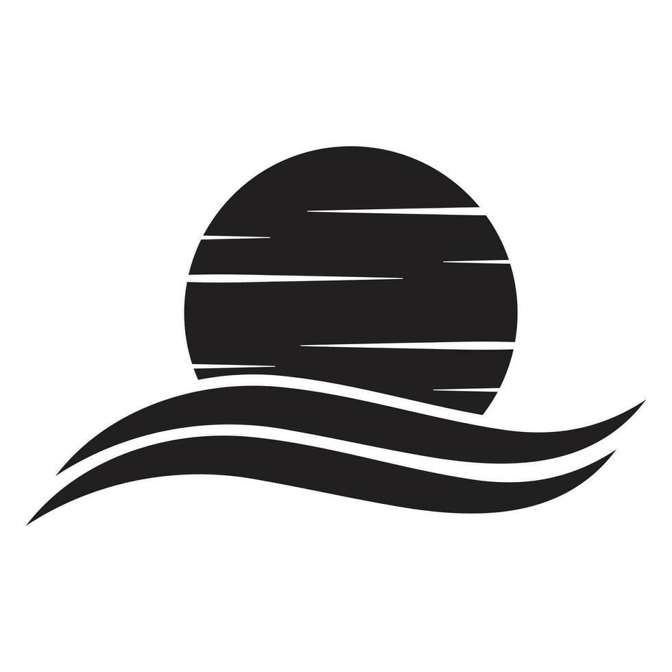 Sun and waves vector icon design. Travel flat icon.