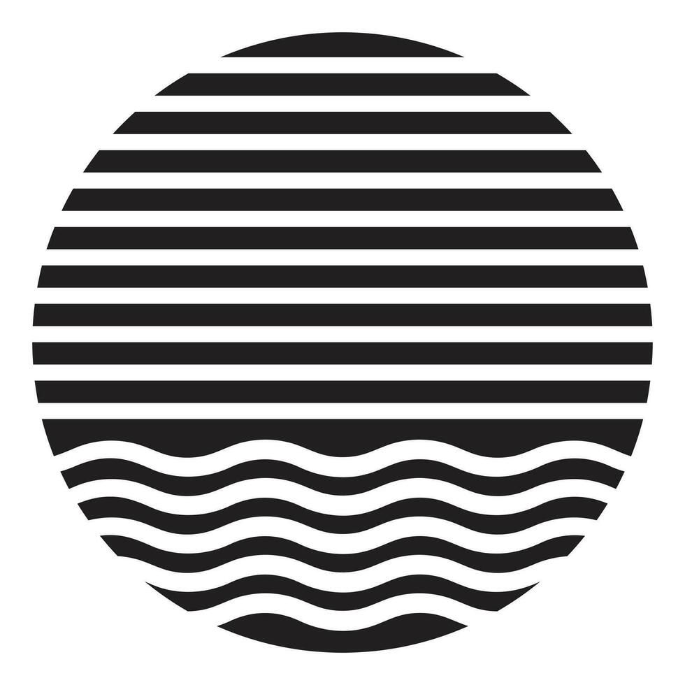 Sun and waves vector icon design. Travel flat icon.