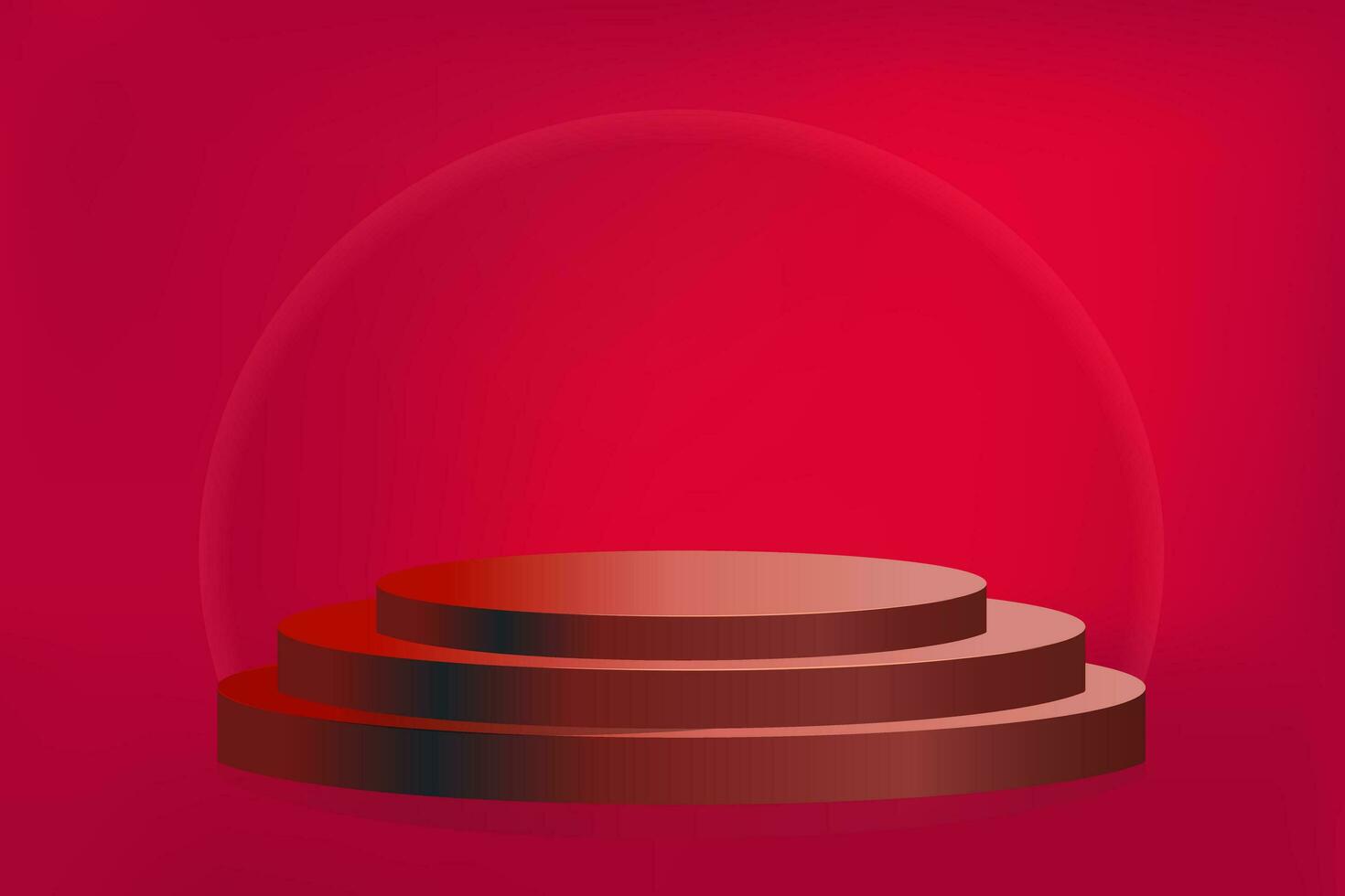 Podium red 3d product. Cylinder pedestal. Dark red minimal wall scene for cosmetics product display presentation. vector