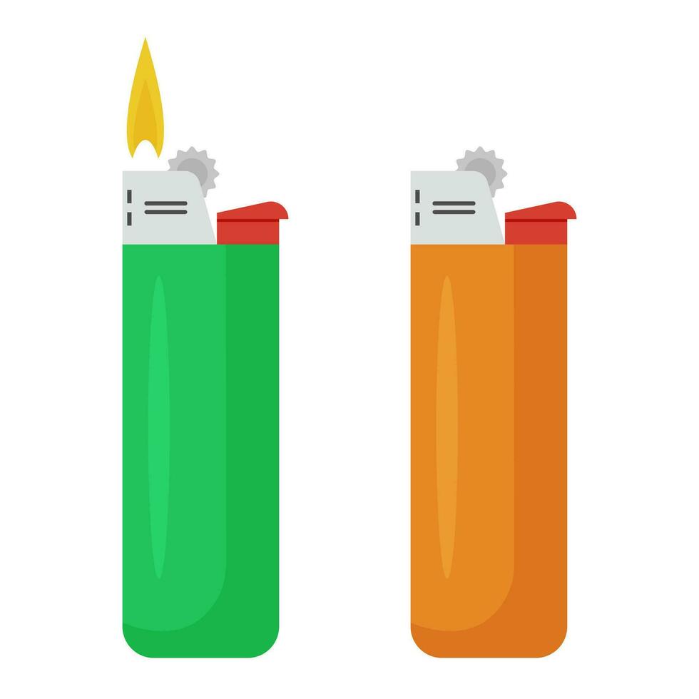 Plastic lighter. Accessory for smoking. Vector illustration.