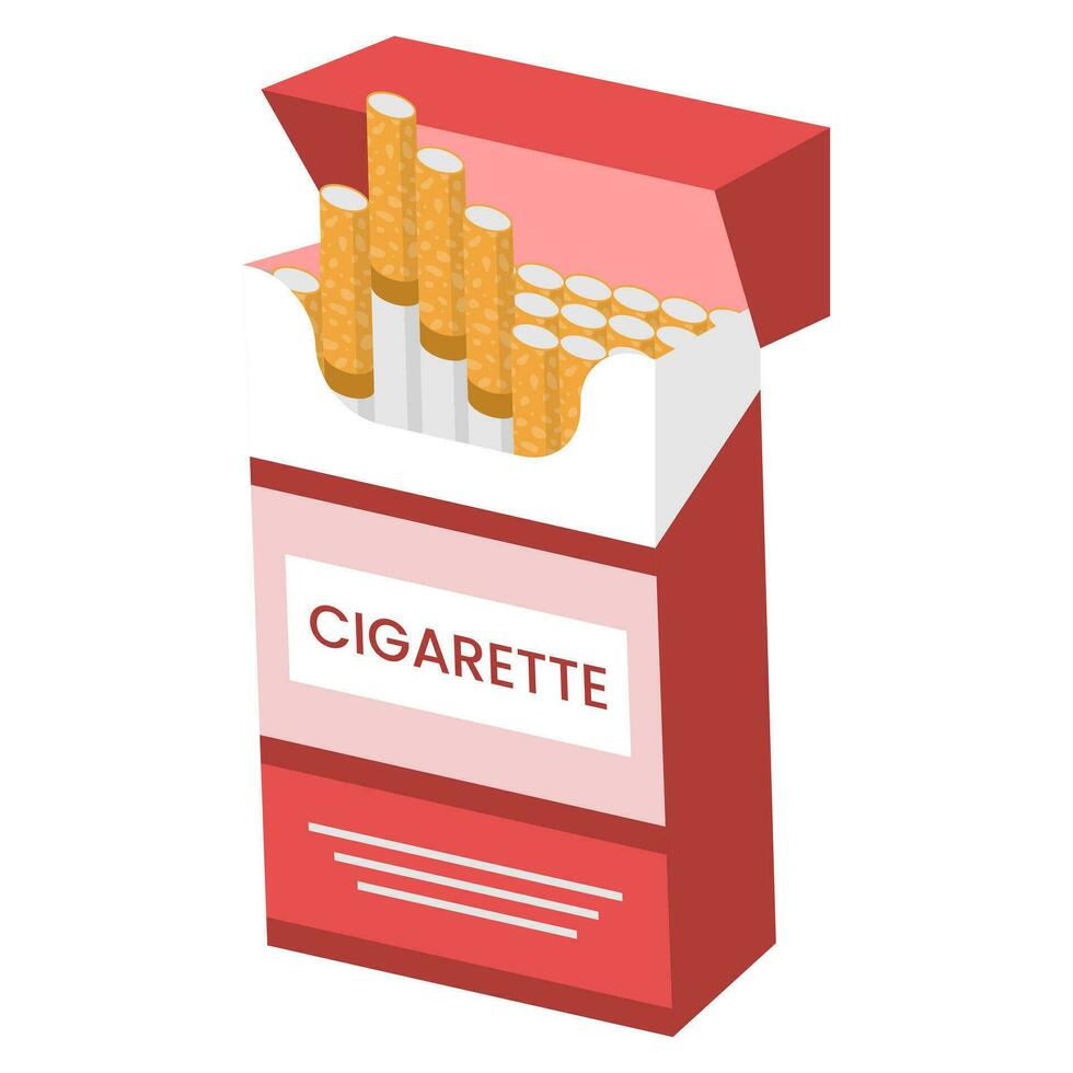 An open pack of cigarettes. Vector illustration.