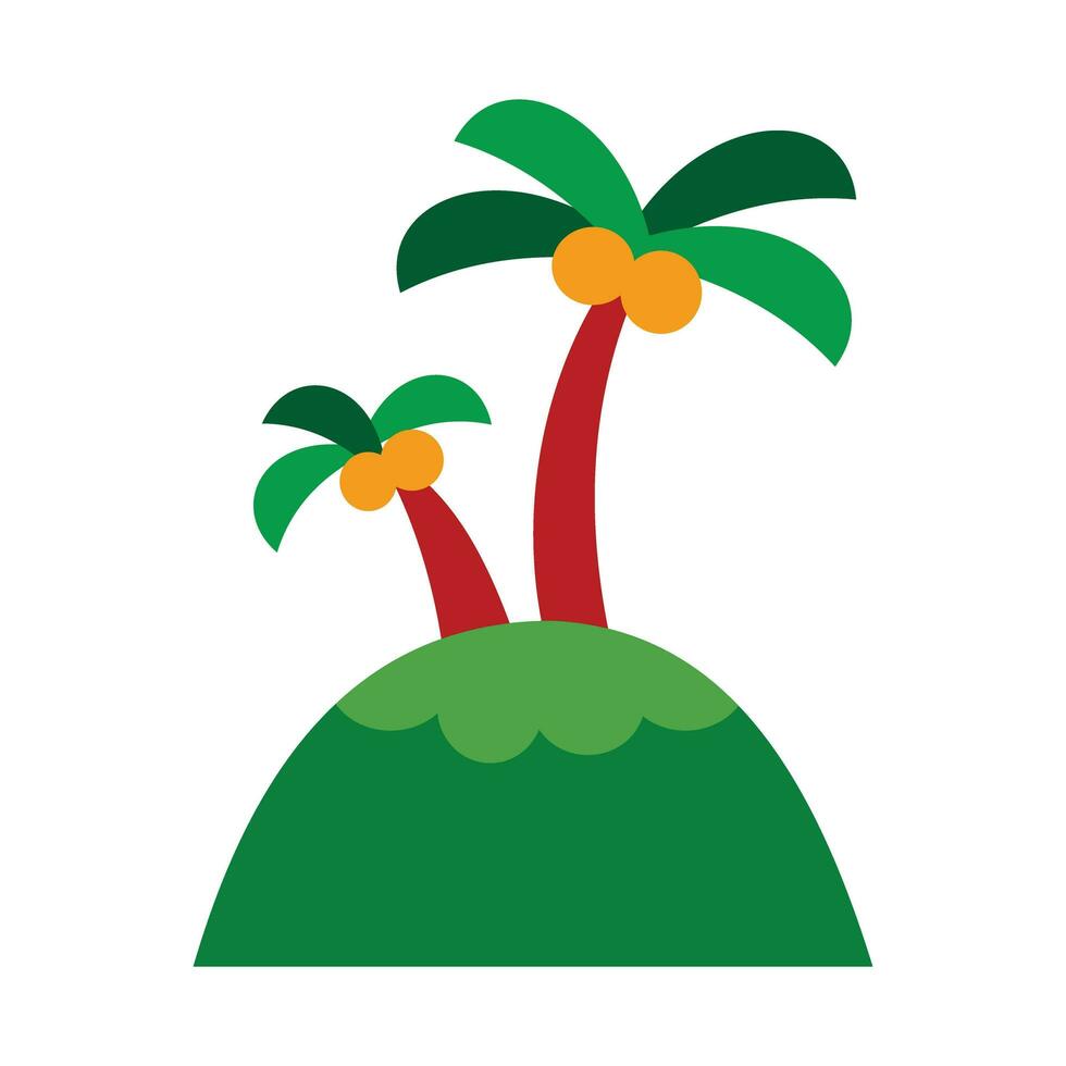 Palm tree icon. Summer vacation tropical and nature theme. Isolated design. Vector illustration of a small island overgrown with coconut trees. Sunny and shady beach atmosphere