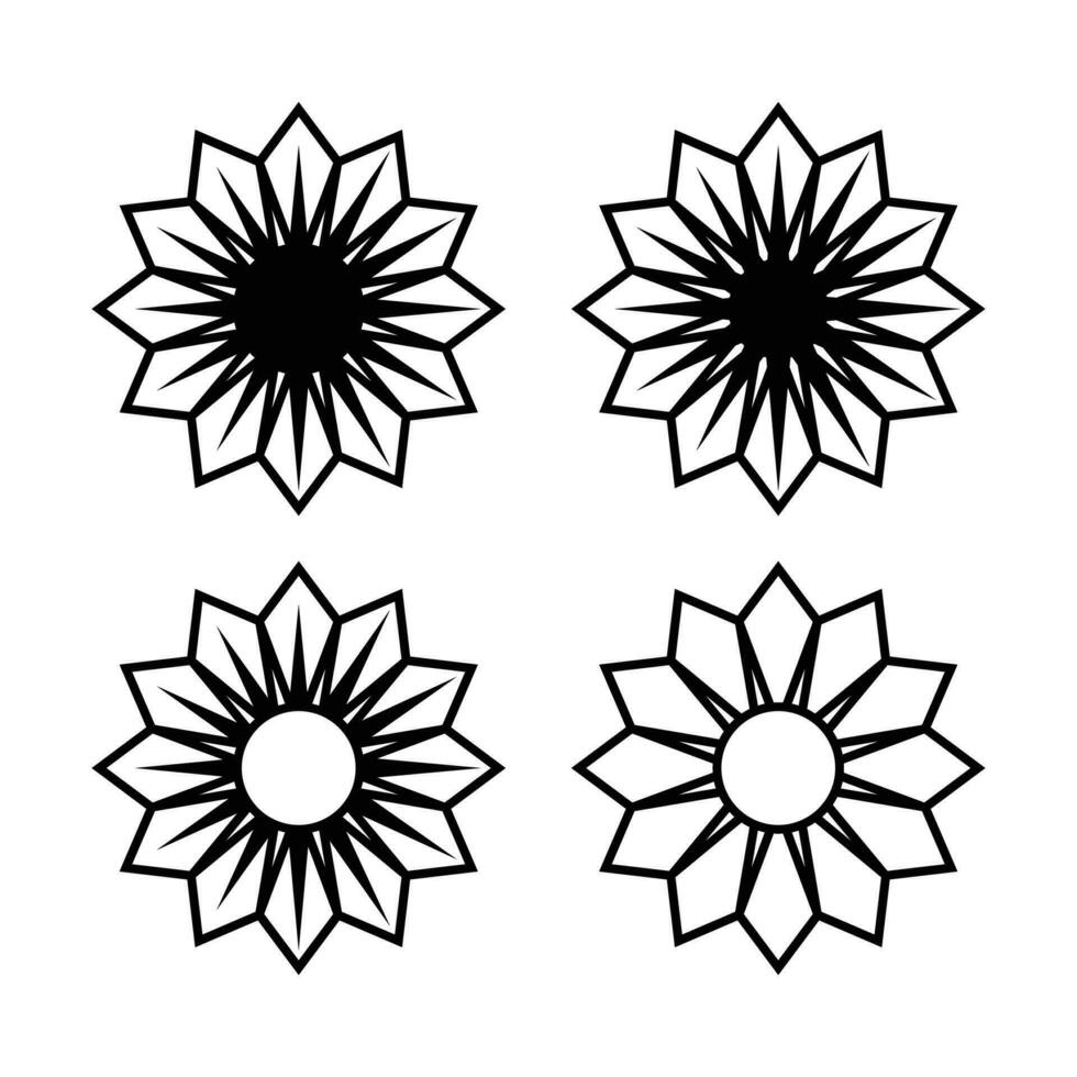 vector conjunto de negro y blanco mandalas aislado en blanco antecedentes. adornos en el formar de flores, religión, único, mandalas ese lata ser usado como religioso diseño elementos, etc