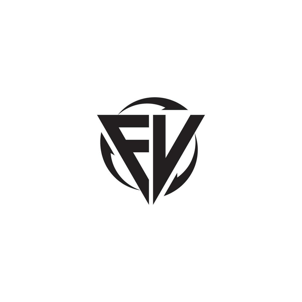 letras fv triángulo punto hacia abajo logo diseño vector
