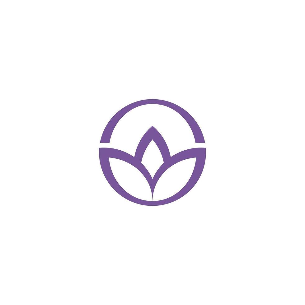 Simple Elegant Circle Lotus Logo Design Vector