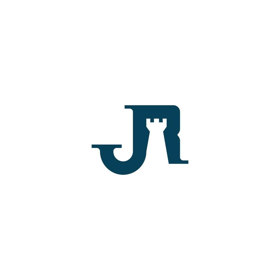 letras jr torre ajedrez negativo espacio logo diseño vector