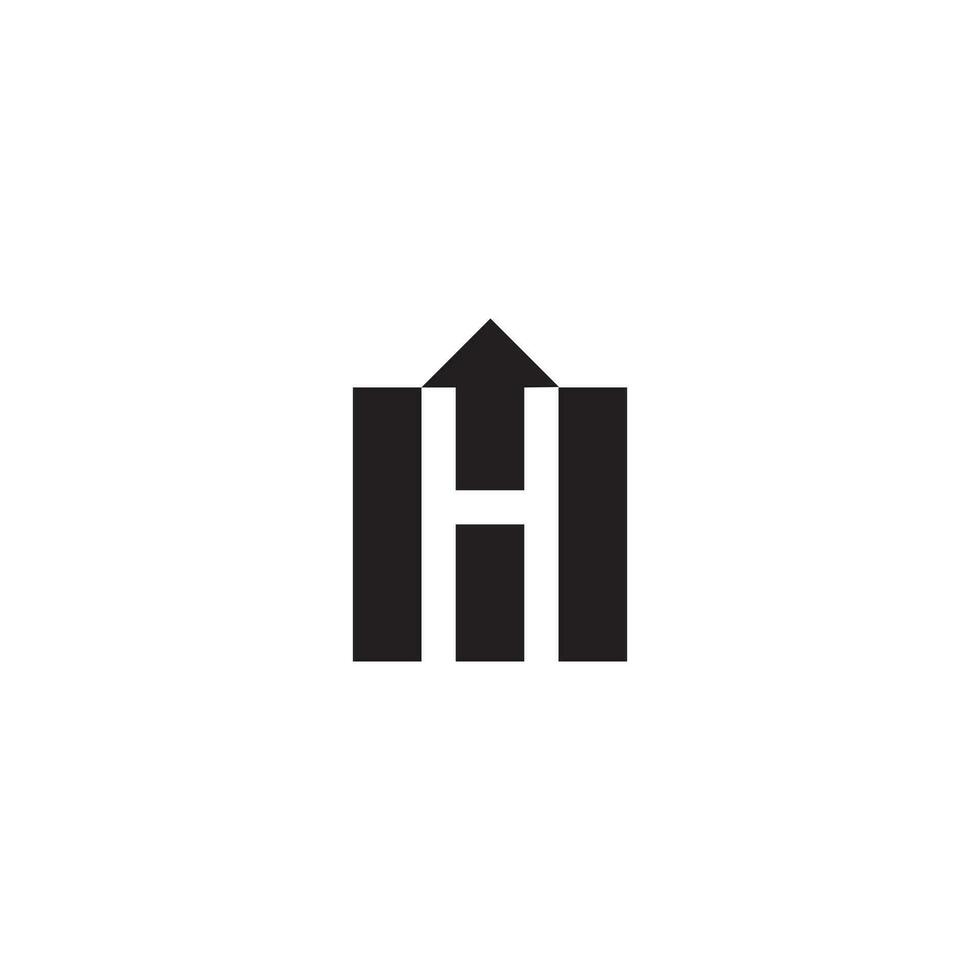 Letter H negative space Arrow Pointing Up Logo Design Vector