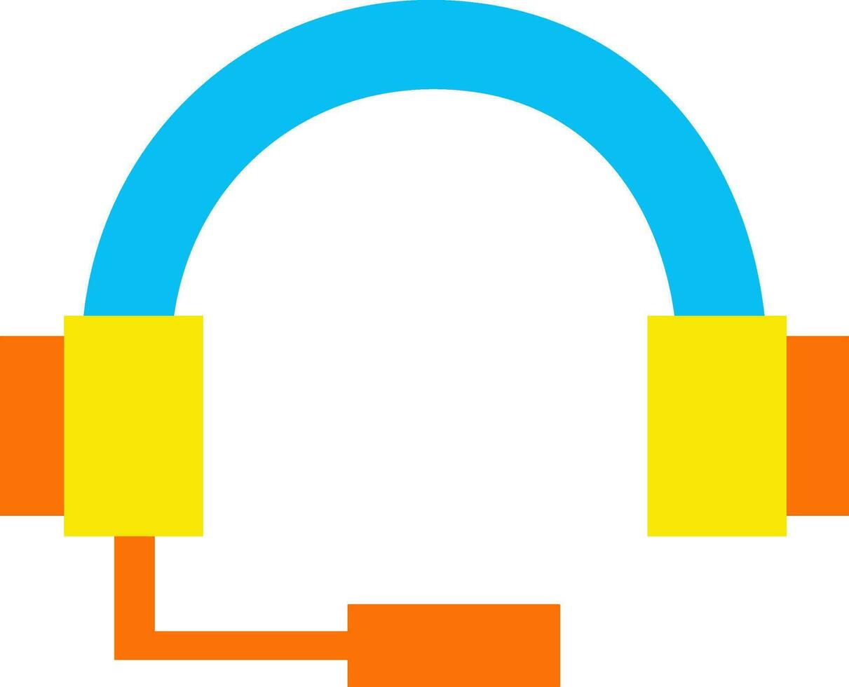 Headphone in blue, orange and yellow color. vector