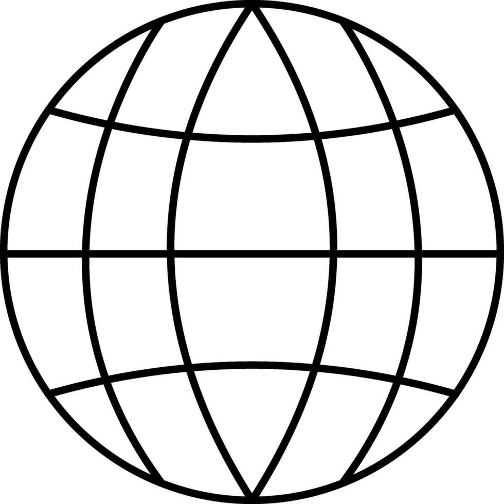 Earth globe in black line art illustration. vector