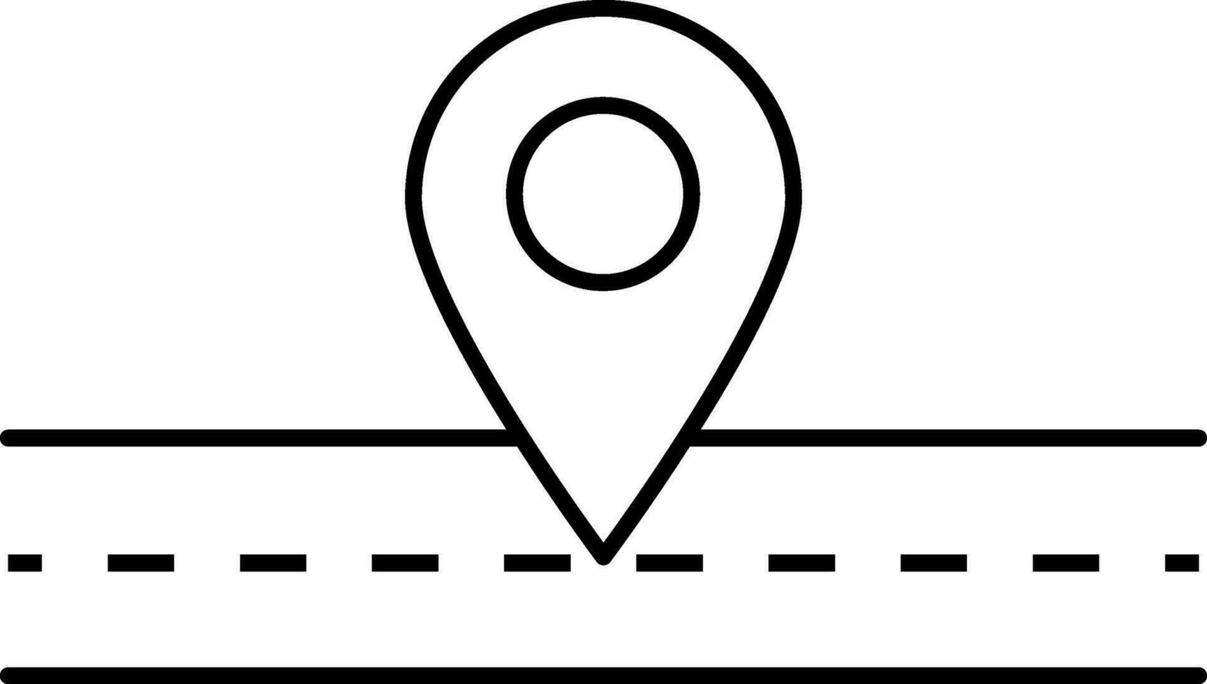 Black line art map road location. vector