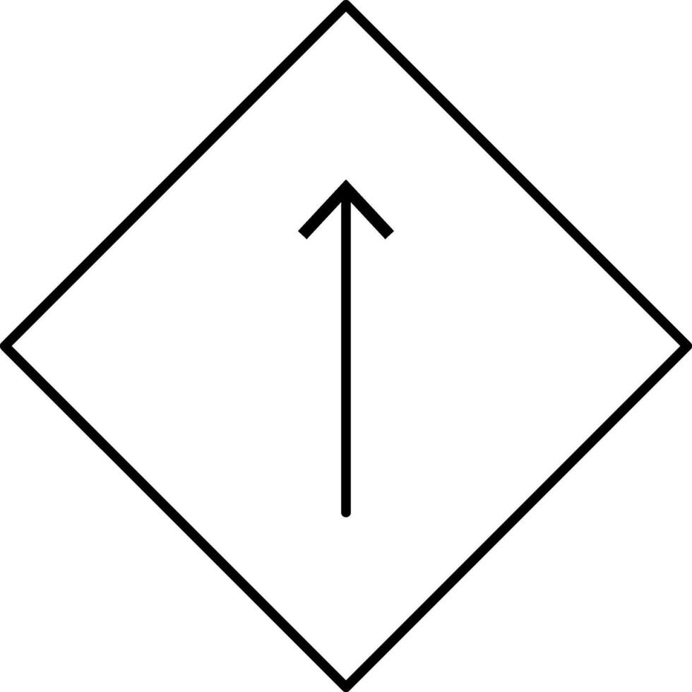 Black line art straight direction traffic sign. vector