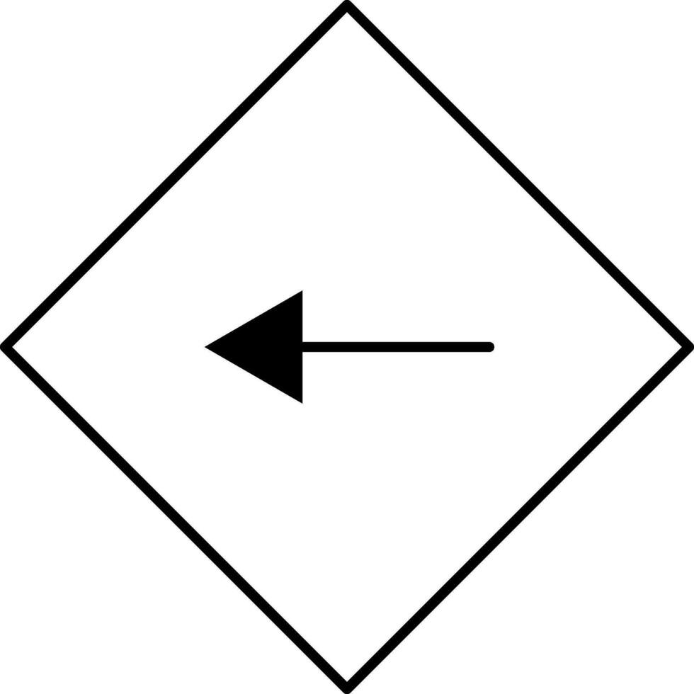 Black line art turn left sign. vector