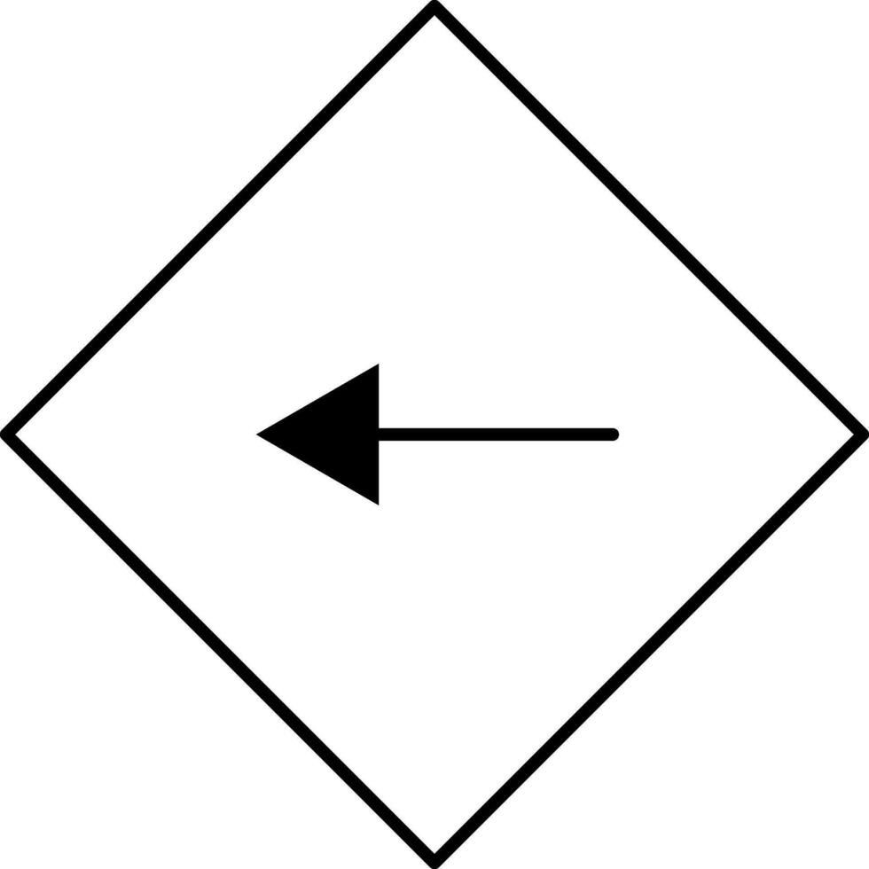 Black line art turn left sign. vector