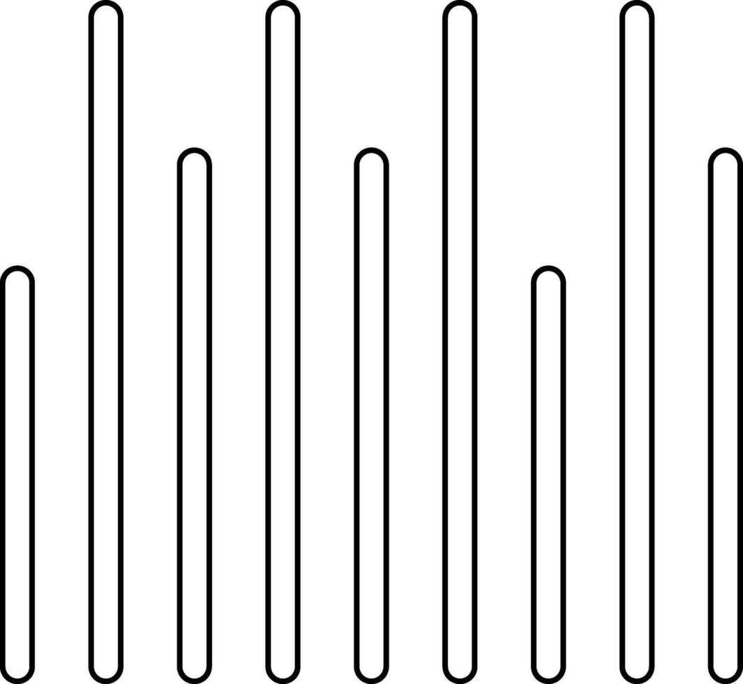 Black line art sound wave on white background. vector