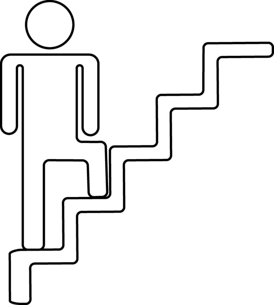 Character of man stairs in black line art. vector