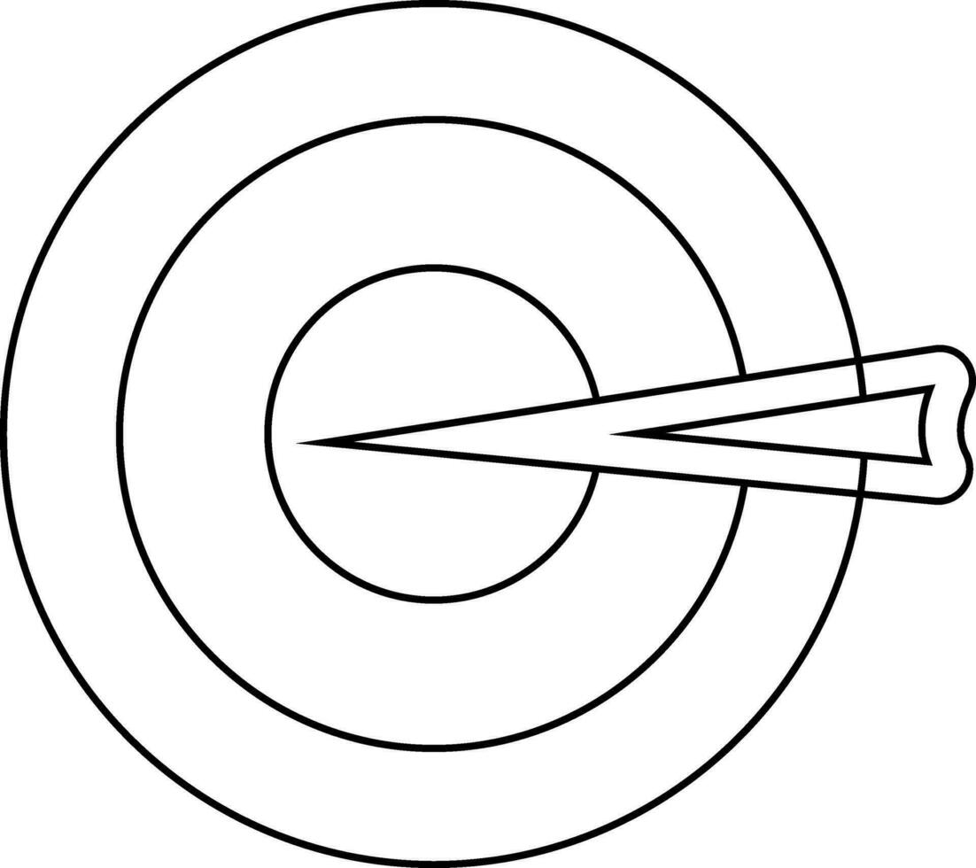 Black line art target arrow with bullseye. vector