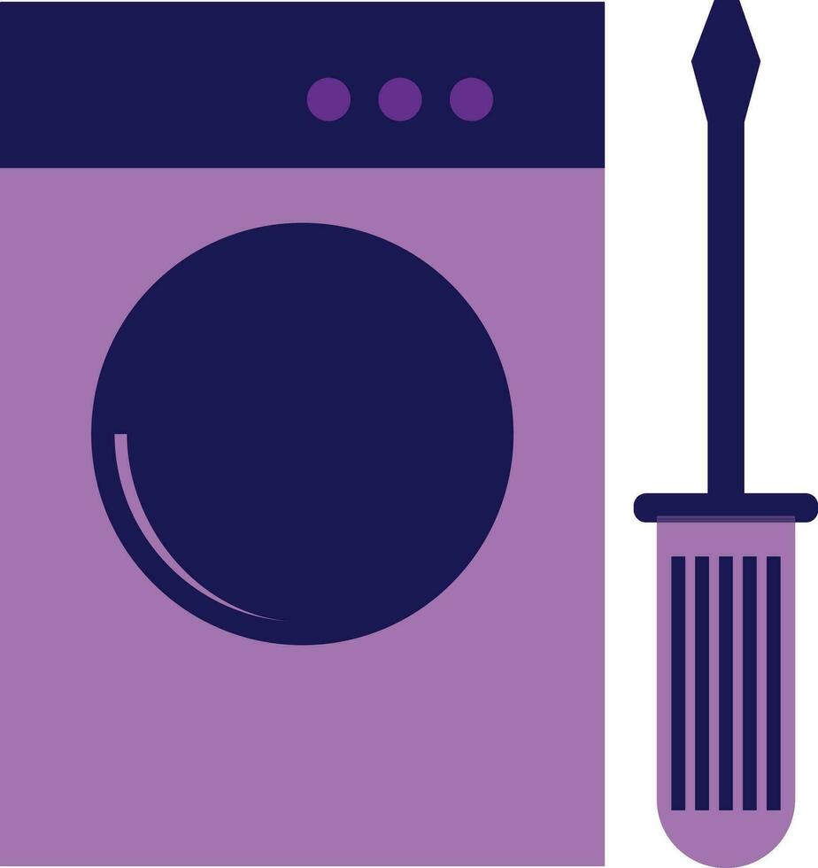 Purple watching machine with screwdriver. vector