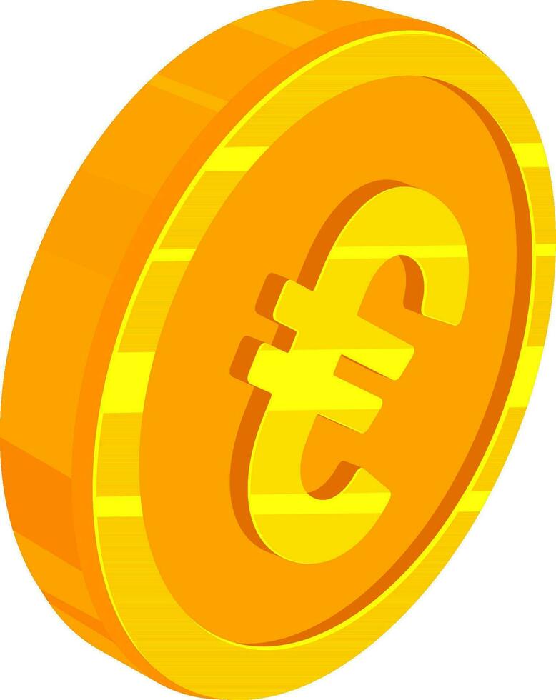 Gold and yellow collor of euro sign in coin. vector