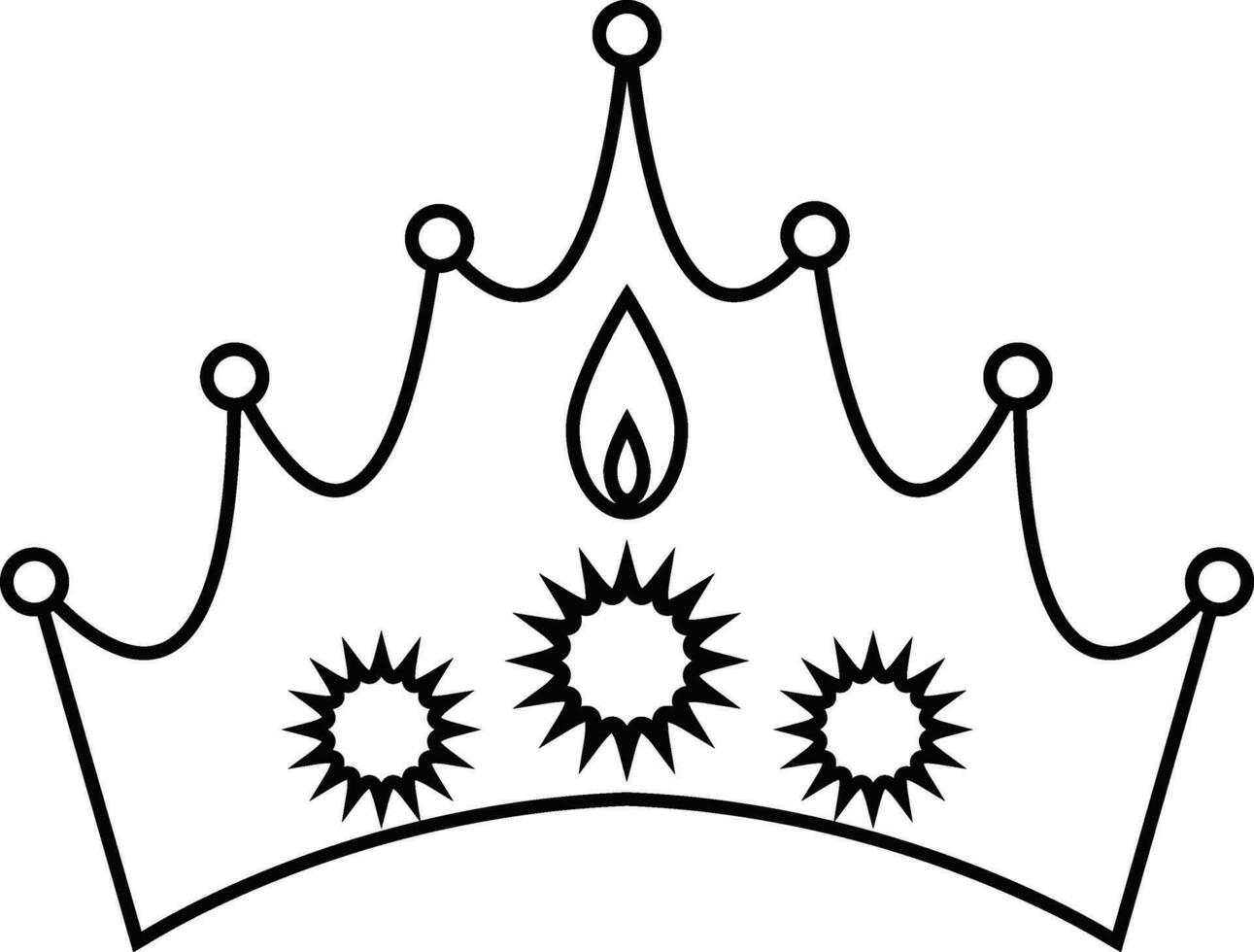 Black line art illustration of a crown in flat style. vector