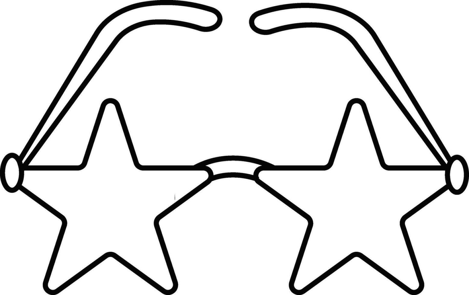 Line art star shape eyeglasses on white background. vector