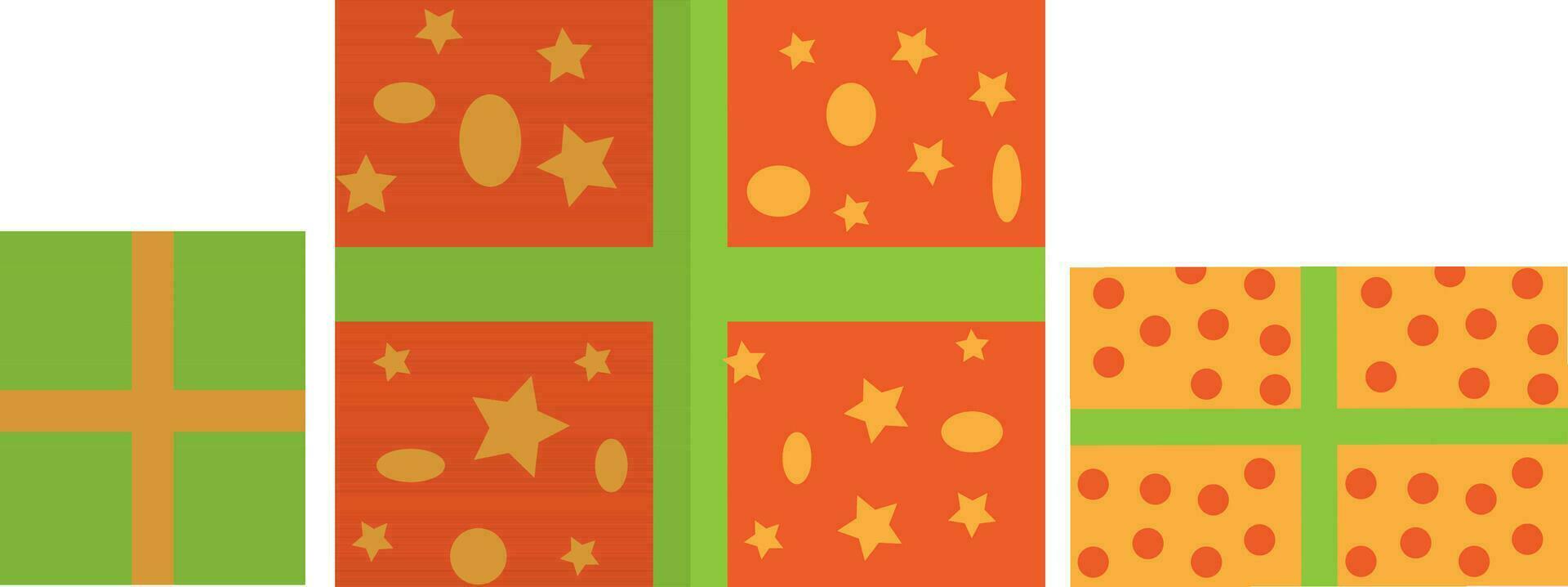 Flat style stars and dots decorated gift boxes. vector