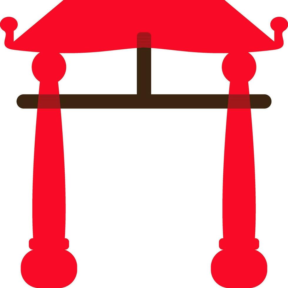 Red color of chinese gate icon in illustration. vector