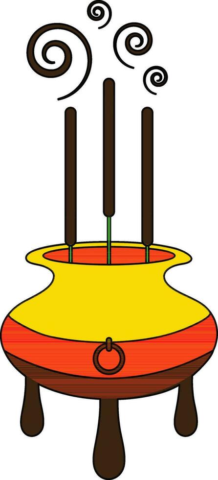 incienso icono con maceta para chino nuevo año concepto. vector