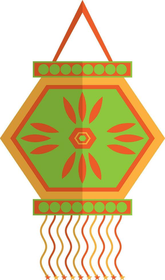 Decorated hanging kandil in flat style. vector