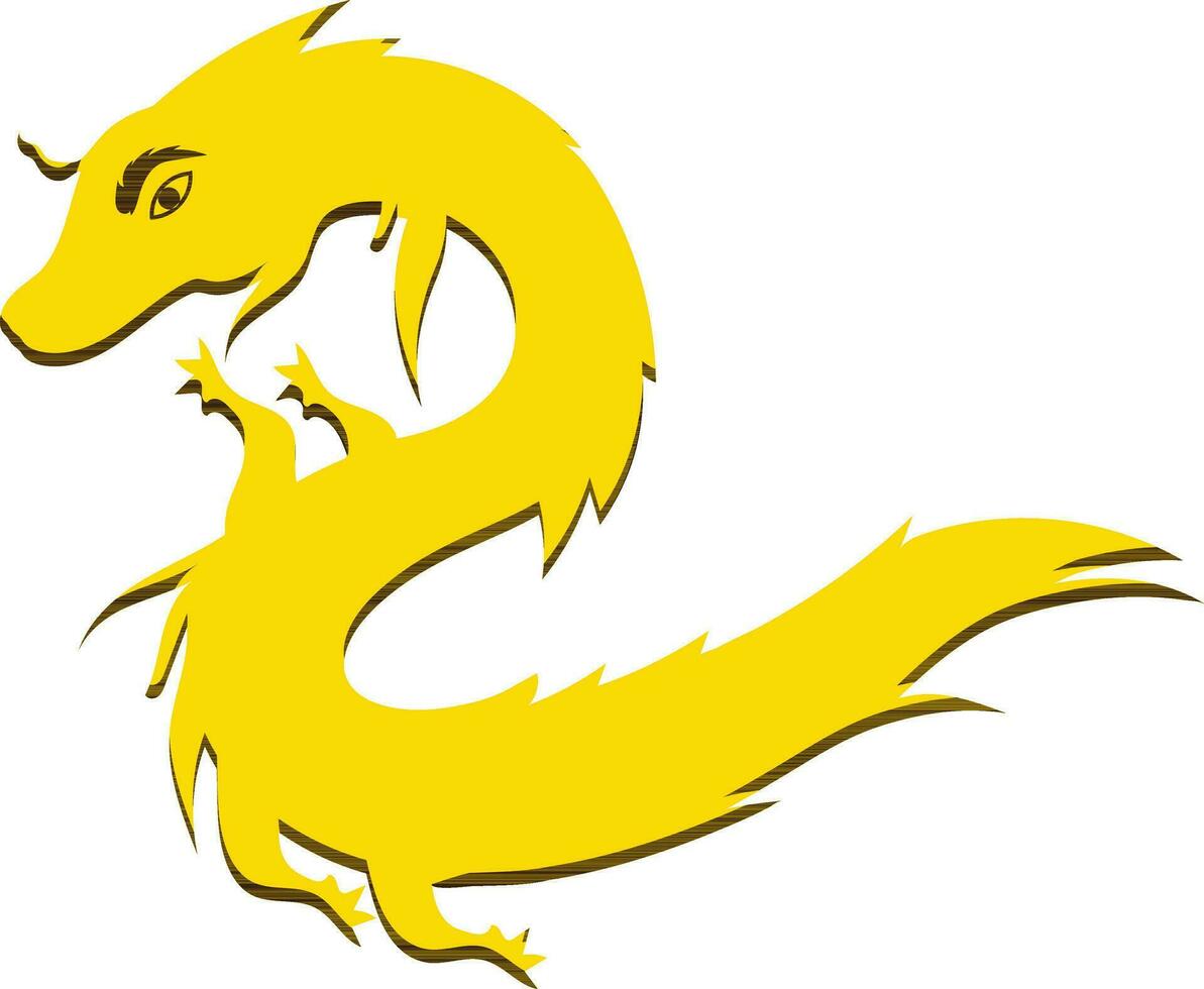 Chinese dragon icon in yellow color in isolated. vector