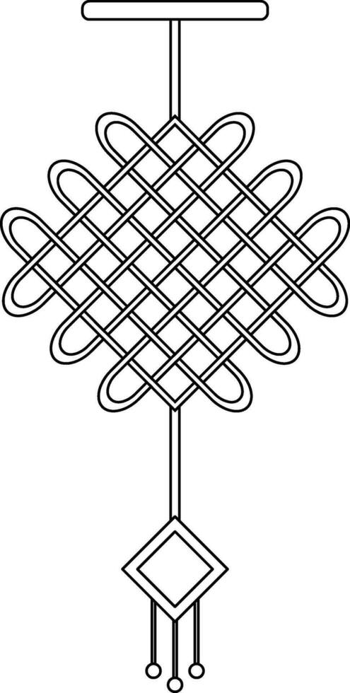 Chinese knot with tassel for new year concept in stroke. vector