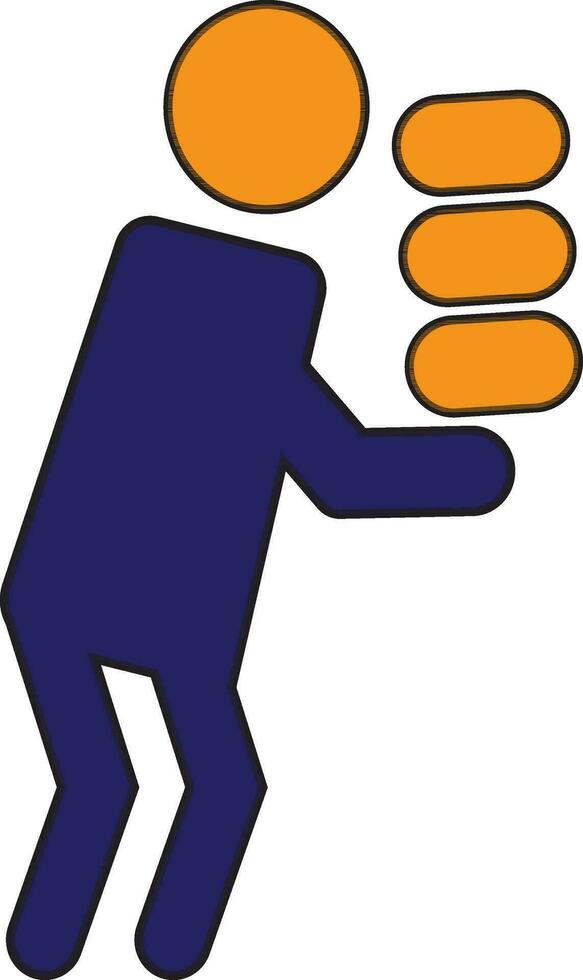 Character of faceless man holding box. vector