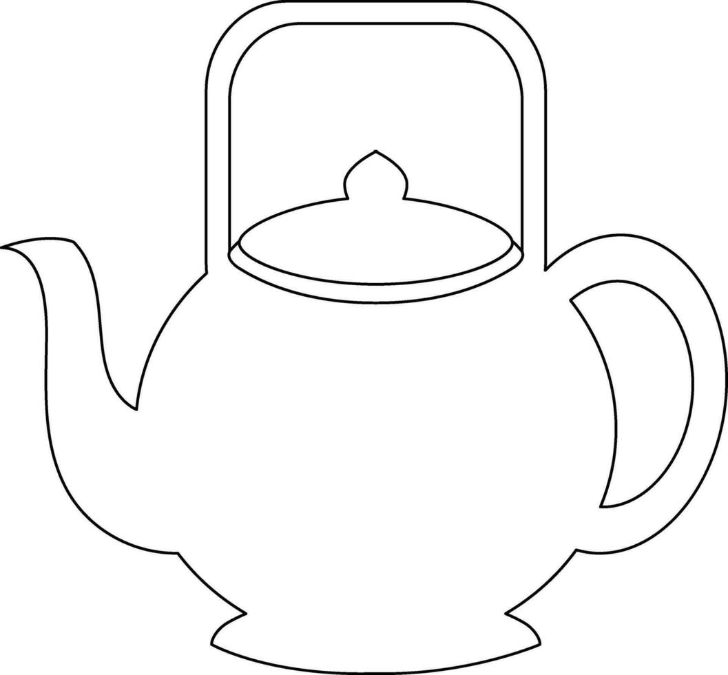 Illustration of teapot icon with handle in stroke. vector