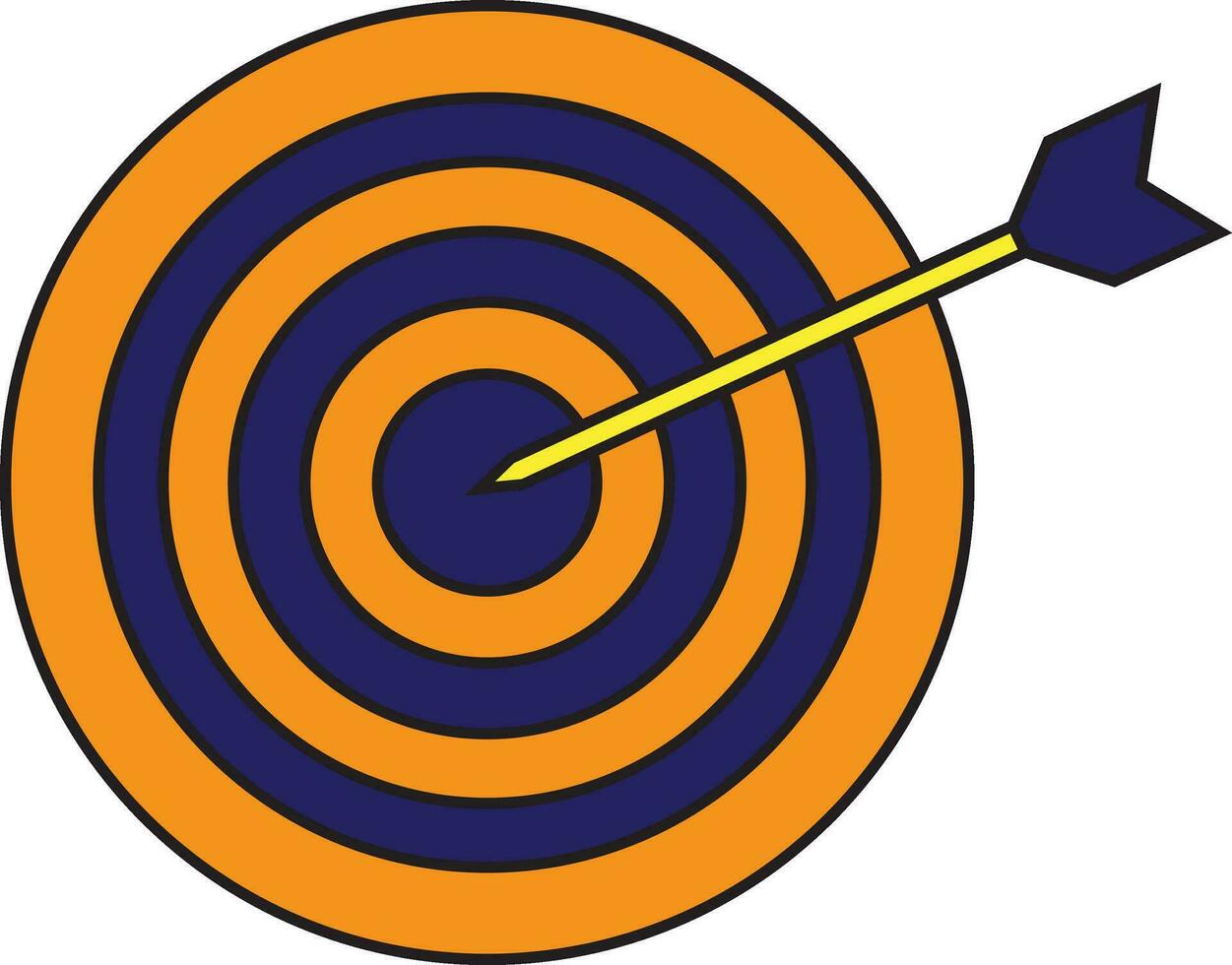 Blue and orange target with arrow. vector