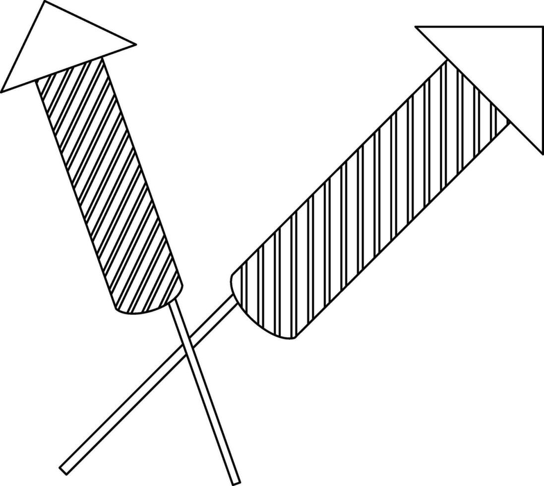 Rocket icon for firework concept in stroke. vector
