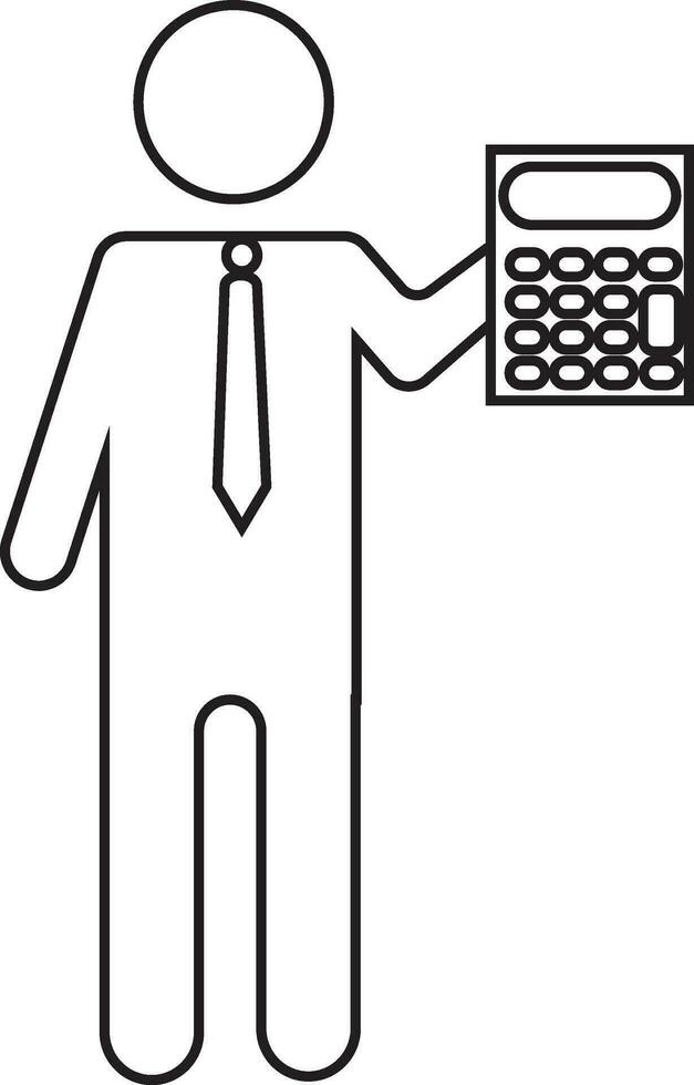Employee holding calculator and wearing business suit. vector