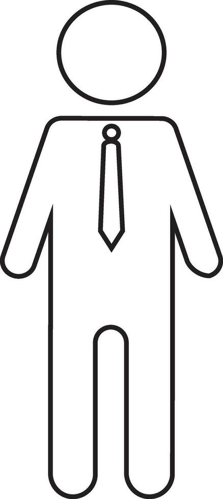 Black line art faceless man in suit. vector