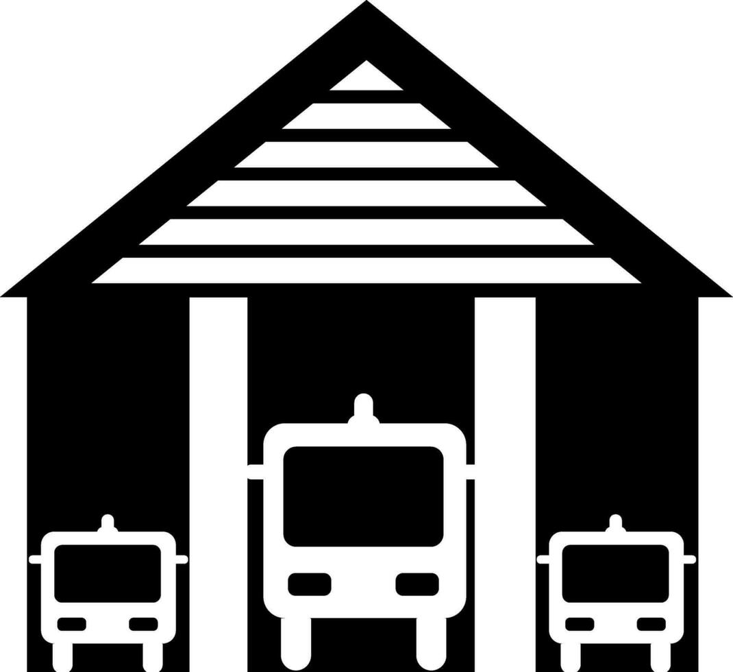 Flat illustration of fire station with trucks in front view. vector
