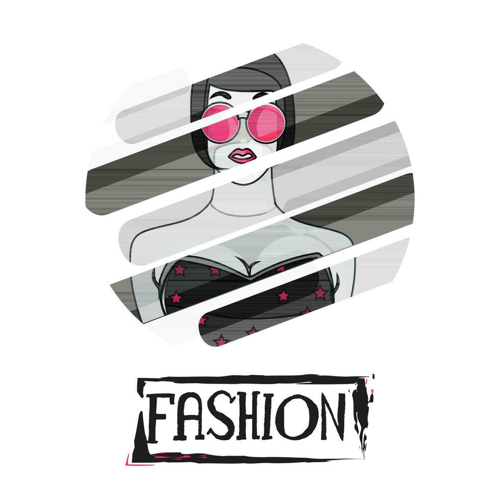 Abstract Fashion background with young girl. vector