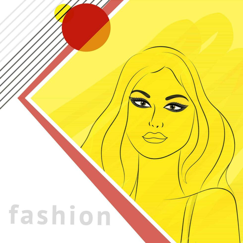 Fashion background with young girl. vector