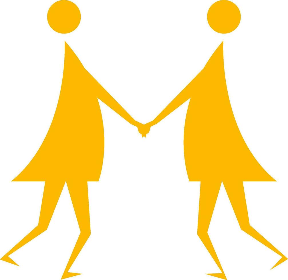amarillo color icono de personas participación mano de cada otro. vector