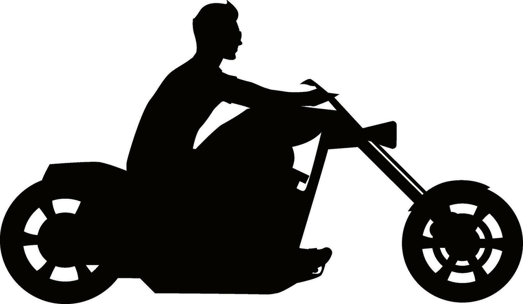 Black silhouette boy sitting on a bike. vector
