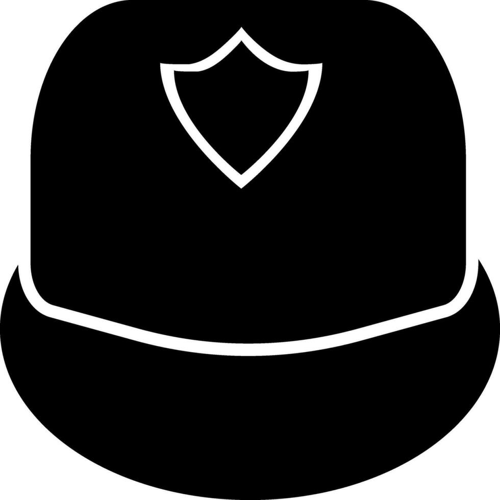 Icon of fireman helmet in black color. vector