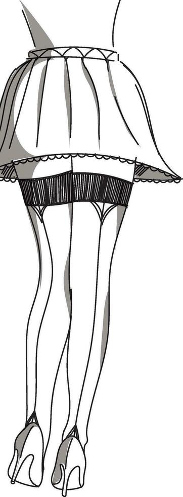 Moda mujer piernas bosquejo en alto tacones y vestido. vector