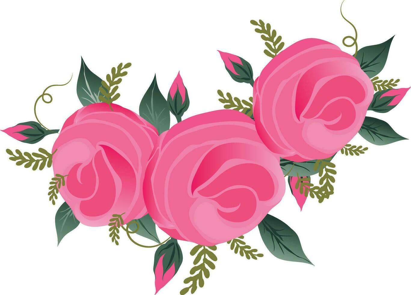 Flowers and leaves decorated beautiful floral design. vector