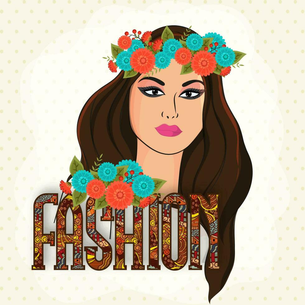 Fashion text with young girl. vector