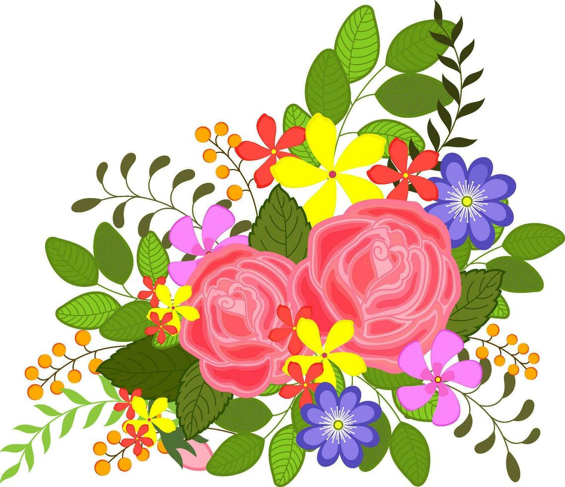colección de flor y salir en floral diseño. vector